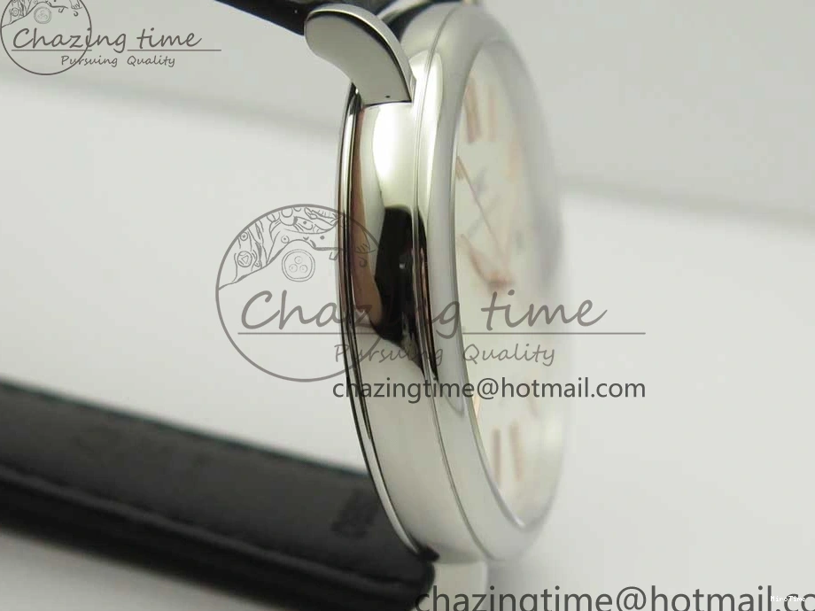 MIROTIME 0309 Portofino Automatic SS FKF 1:1 Best Edition White Dial RG Markers on Black Leather Strap A Stretchable 7141